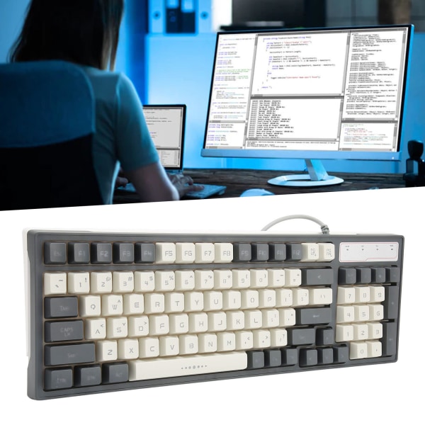 Gaming Keyboard RGB LED Baggrundsbelysning Mekanisk Vandtæt Kompakt 96 Taster USB Membran Keyboard til stationær computer PC