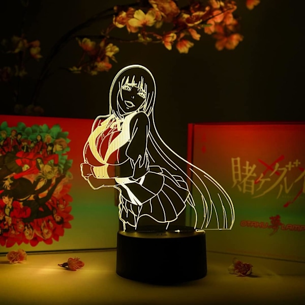 Yumeko Jabami Smile Otaku-lamppu – Kakegurui XX – Anime-lamppuhahmo Yövalo, 16 Väriä RGB LED – Kaukosäädin, 3D Anime Huoneen Sisustuslahja Otakuille