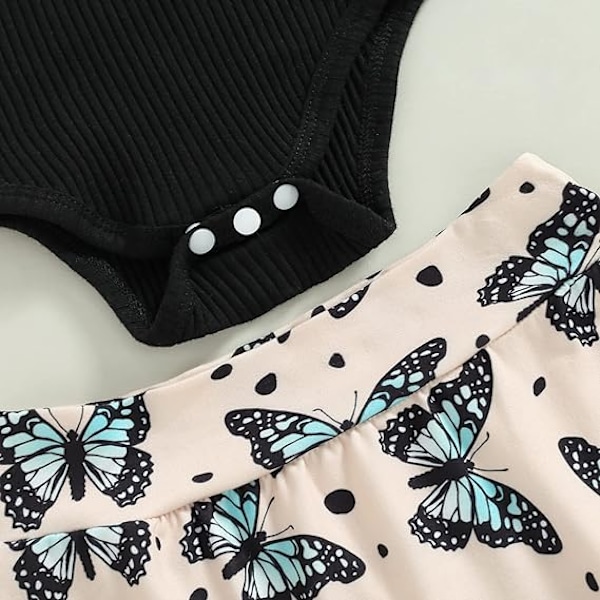 Babykläder Flicka Sommar Söta Kläder 12 18 Månader Spaghettiband Romper & Blommig Shorts Set black 80CM