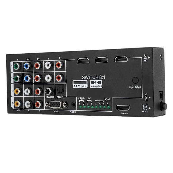 M001 Multifunksjonell HDMI-lydekstraktor med 8 innganger til 1 HDMI-utgang