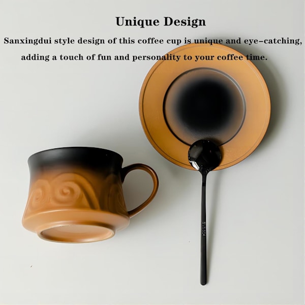 Keramiska Kaffekoppar med Fat, Cappuccinokopp, Kaffekopp med Fat Set för Latte Art Cup, Inflyttningspresent och Bröllop