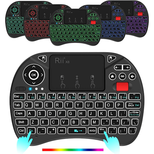 X8 Mini Tangentbord, 2.4GHz Bärbart Trådlöst Tangentbord med Touchpad-Mus, RGB-Bakgrundsbelysning, Uppladdningsbart Batteri för Android TV-Box/Mac/PC/Nvidia Shield