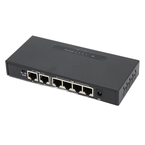 6-ports PoE-switch med 250 m transmissionsafstand, intelligent strømsensor, metalskal, 10/100 Mbps PoE-switch, 110-264 V UK-stik