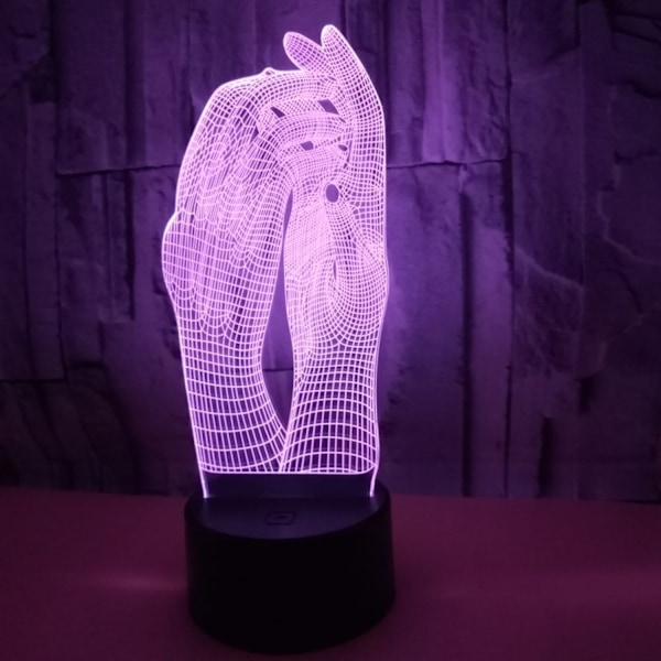 Qinwei Hands 3D Illusion Nattljus 16 Färger Ändra Touch Fjärrkontroll Heminredning LED Jul Födelsedagspresent (Stil W)