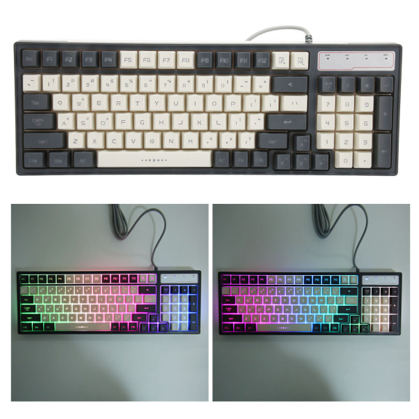 Gaming Keyboard RGB LED Bakgrunnsbelysning Mekanisk Vanntett Kompakt 96 Taster USB Membran Keyboard for stasjonær PC PC
