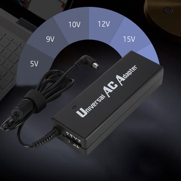 90W Multifunksjonell bærbar PC-strømadapterlader med 8 adapterplugger (US 100-240V)