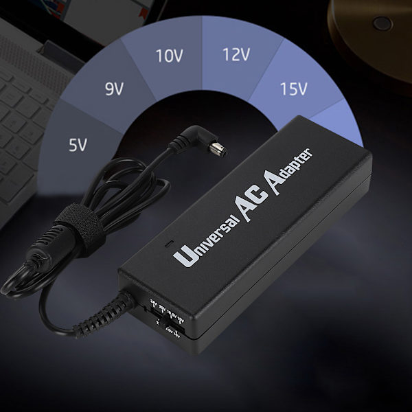 90W Multifunktionell Notebook Laptop Dator Strömadapter Laddare med 8 Adapter Pluggar (US 100-240V)