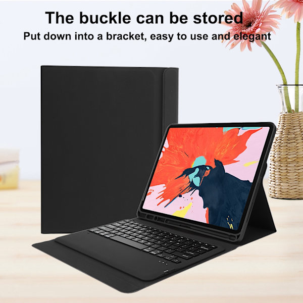 Irrotettava langaton näppäimistö PU-nahkakotelo Kynäteline iPad Pro 12.9 tuumaa (musta)