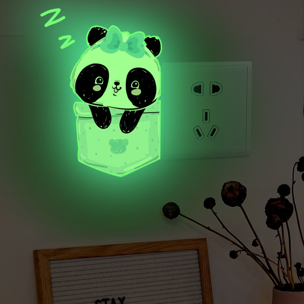 Cute Animals Panda Light Switch Sticker Remoable Wall Sticker for Kids Home Decal Decor