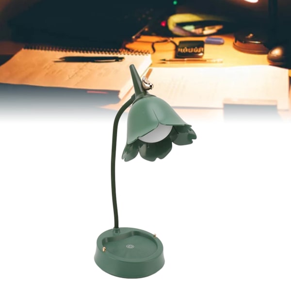 3W LED Touch Bordlampe 3 Gear Justerbar Foldbar Kronblad Form Desktop Bordlampe USB 5V Green