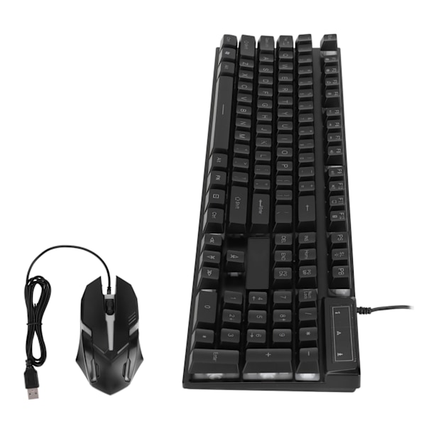 Spelkombination med tangentbord och mus, 104 tangenter, LED-bakgrundsbelysning, ergonomisk, vattentät, snabb respons, spelmus och tangentbord D500 svart set