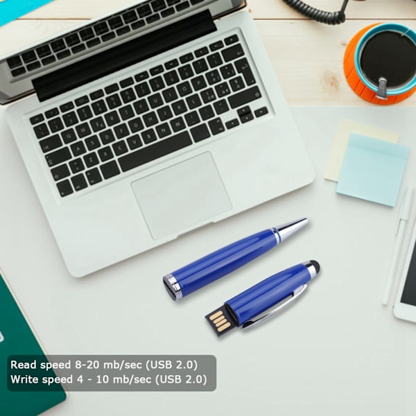 Tre i ett Multifunktion USB Flash Disk Pekskärm Penna Blå 128G