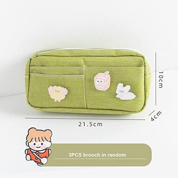 Kawaii Pencil Case With 3 Pins Aesthetic Pencil Case Kawaii Stationery Kawaii School Supplies (White)