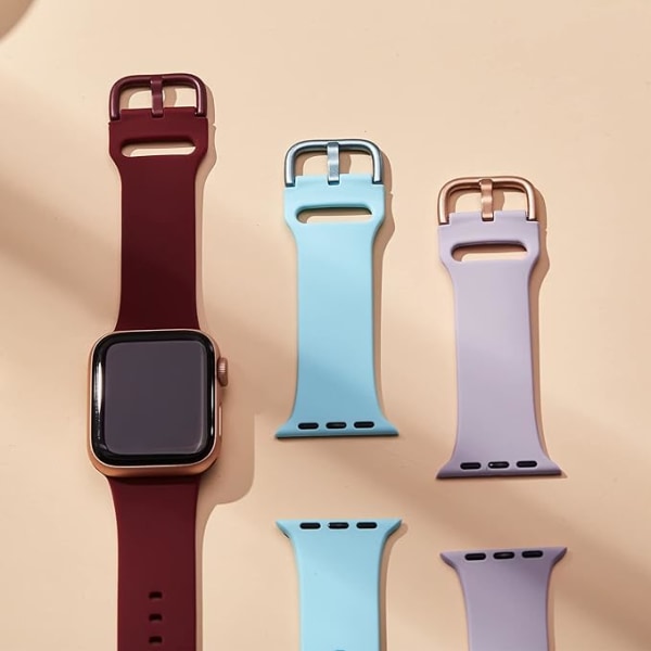 Apple Watch-rem i myk silikon Sportsarmbåndserstatning, egnet for hele serien av Iwatch (Lavender-Grå 42/44/45 mm)