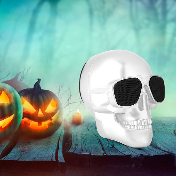 Mini Fashion Skull Bluetooth-högtalare brusreducerande stereo 5W Bluetooth-subwoofer - Vit