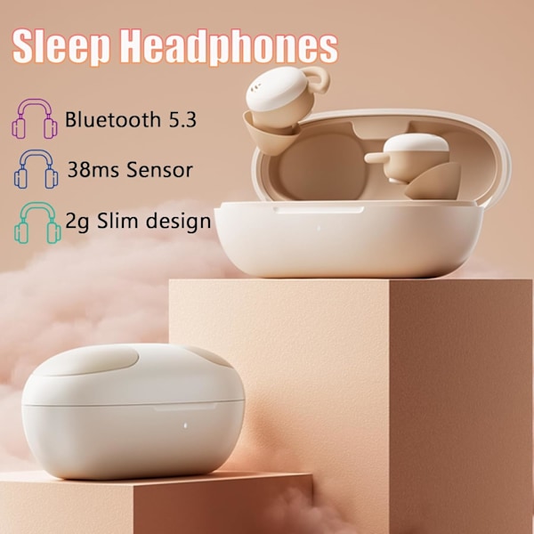 Uni睡眠用ワイヤレスBluetooth 5.3イヤホン サイドスリーパー向け ノイズ遮断睡眠用イヤホン サイドスリーパー向けイヤープラグ 6時間再生 Gray