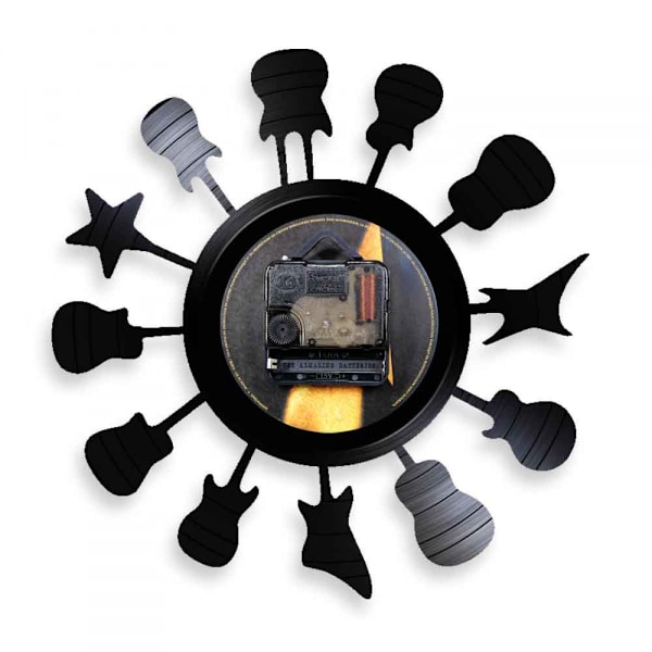 Musikk Vinyl Plate Veggklokke - Instrument Gitar Serie Vinyl Veggklokke - Vinyl Klokke - Stue Veggdekor - Unike Gaver til Musikkelsker