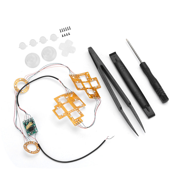 6-farget opplyst D-Pad tommelstikker DTF LED-knapper sett for PS4-kontrollertilbehør