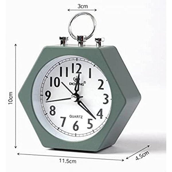 JUSTUP Alarm Hexagon Bordsklocka Väcker Dig Tyst Arbetar Perfekt För Sovrumskontor --- Grön