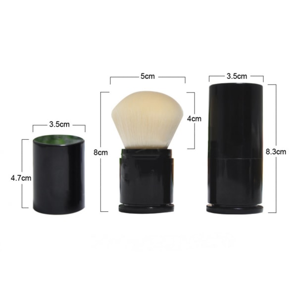1 st Bärbar svart pulverborste Teleskopisk rougeborste Makeupborste Multifunktionellt skönhetssminkverktyg（Vit）