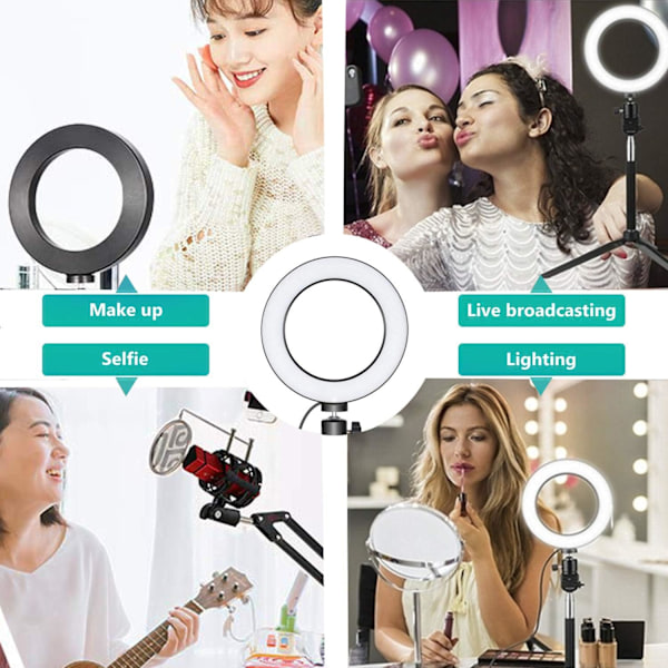 Ring Light OEBLD Dimbar med 3 Lysmoduser & 10 Lysstyrkenivåer LED Ring Fylllys for Telefon Live Stream Sminke YouTube Shooting