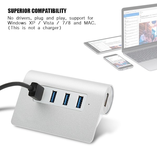 Hög hastighet bärbar mini 4-portars USB3.0 laddningshub splitteradapter för ORICO M3H4
