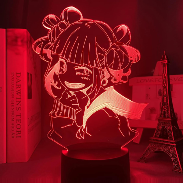 3D LED Lampe 3D Natlampe Himiko Toga LED Natlampe Anime My Hero Academia Lampe til Børneværelses Dekoration Himiko Toga 3D Lampe Fødselsdagsgave Manga Bordlampe