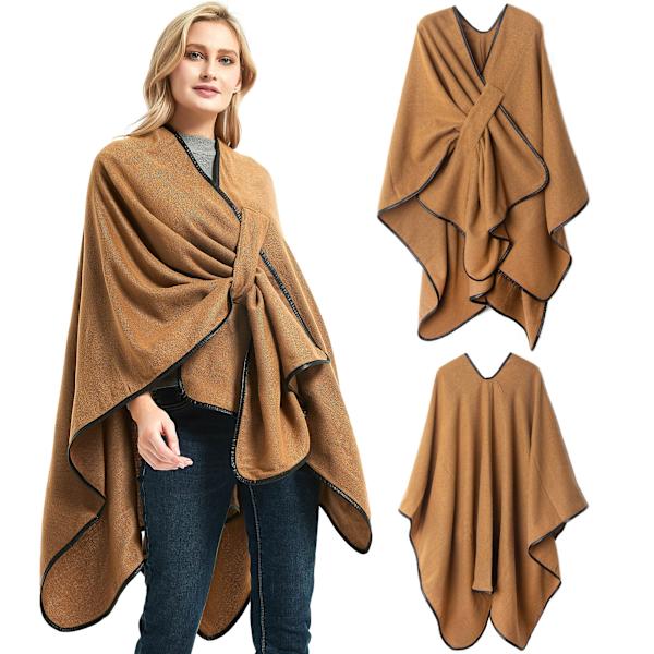 Kvinnors cape cardigan med bälte, lämplig för höst och vinter