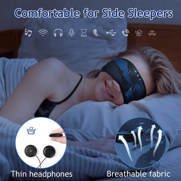Trådløse sportshodetelefoner med hodebånd med ultratynne HD-stereohøyttalere Perfekt for trening, jogging, yoga, søvnløshet, sidesover, luft