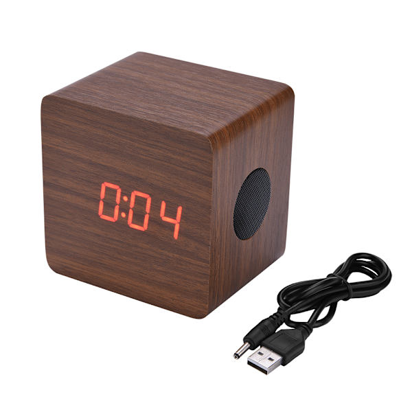 Trådlös Bluetooth-högtalare med bas, väckarklocka, LED-display och termometer
