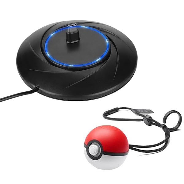 Lataustelakka Lataus Virtalähde LED-ilmaisimella Nintendo SWITCH Poke Ball  Musta
