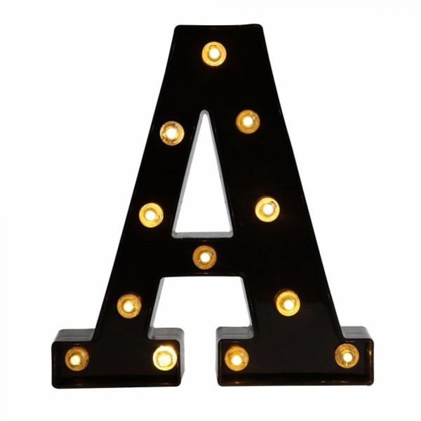 Qinwei Led Letter Lights Ny design Lyser upp svarta bokstäver för evenemang Bröllopsfest Födelsedag Hem Bar Gör-det-själv-dekoration （Bokstav A）