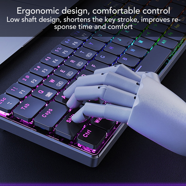 Trådløst mekanisk tastatur Bluetooth 3-tilstands trådløst 69 taster RGB farverigt gaming bærbar computer skrivebordscomputer tastatur