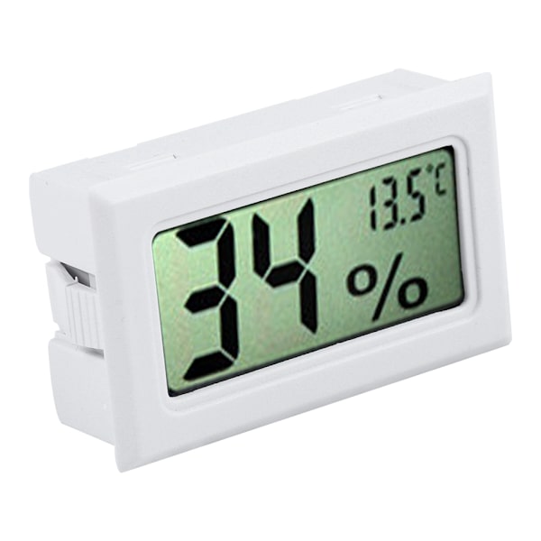 Mini elektronisk reptiltermometer och hygrometer med inbyggd sond LCD-display vit