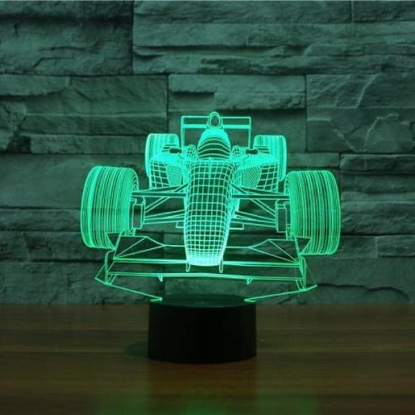 Automatisk Farveskiftende Farverig Racerbil 3D Illusion LED Natlampe Smart Touch USB Bordlampe