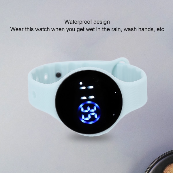 Digital watch för barn Vattentät silikonarmband Repsäkert LED elektronisk watch för studenter ljusblå