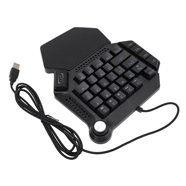 Enhands spelande tangentbord med en hand 33 tangenter RGB-bakgrundsbelysning Blå switch Bärbar Mini Wired Gaming Keypad med handledsstöd Vred för PC Gamer