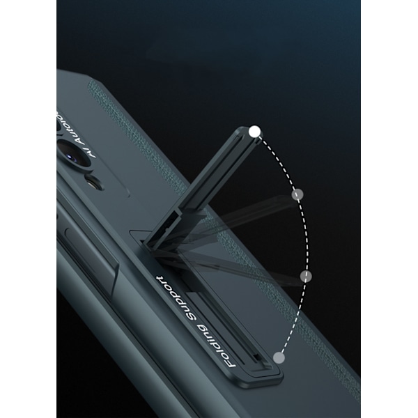 Fodral till Samsung Galaxy Z Fold 4 med inbyggd dold S Pen-hållare för att undvika förlorad penna, skärmskydd, gångjärnsskydd, justerbart stativ