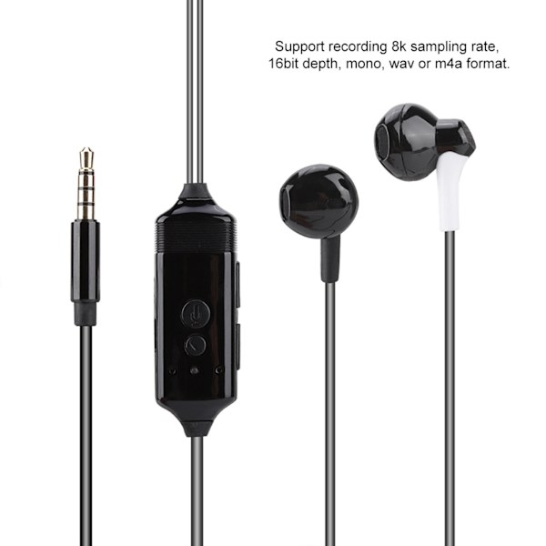 Öronproppar Mobiltelefon Samtalsinspelare Bluetooth Inear Inspelningshörlurar för iOS Svart