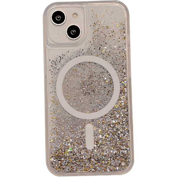iPhone 16pro -kotelo,[Yhteensopiva MagSafe kanssa] Ylellinen kimaltava virtaava glitter nestemäinen hiekka kirkas pehmeä TPU-puhelinkotelo Silver