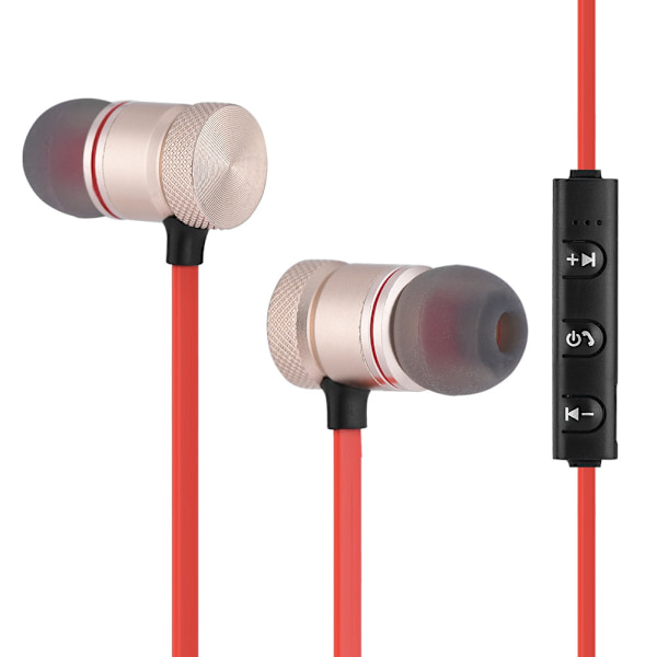 Sports Magnet Metal Handsfree Bluetooth 4.1 Headset För Android Apple Universal (Guld)