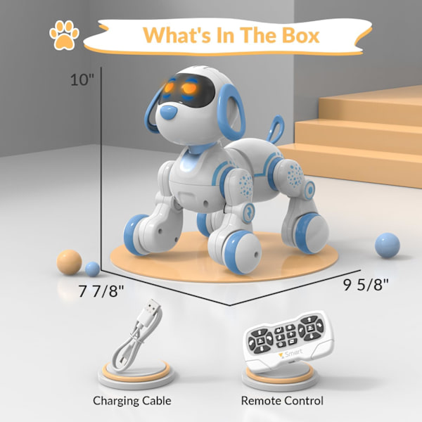 Programmerbar fjernbetjening robot kat robot hund til børn, interaktiv robot hund robot kat, RC robot med berøringssensor, LED-øjne, dans og musik