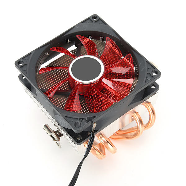 CPU-kylare Radiator Down-Shot 4 mässingsvärmeledare Färgglad allmän fläkt (3-stifts med ljus) Röd