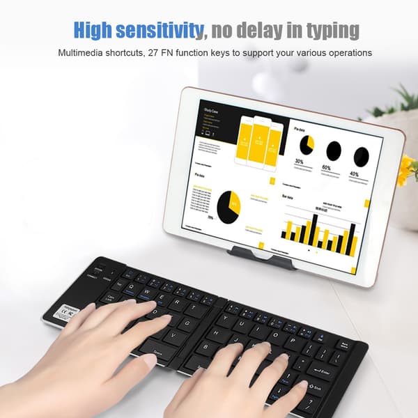 Foldbar Mini Bærbar Trådløs Bluetooth Tastatur Universal Til Telefon Tablet PC (Sølv)