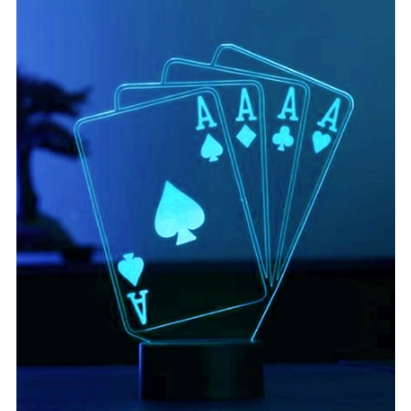 3D Pokeri Yövalo Lamppu Illuusio 7 Väriä Vaihtuva Kosketuskytkin Pöytä Työpöydän Koriste Lamput Akryyli Tasainen ABS-Jalusta USB-Kaapeli Syntymäpäivälahja Lelut