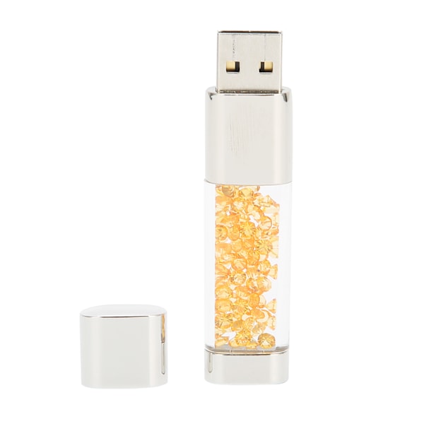 U-disk med personlig diamant, höghastighetsöverföring, bil USB2.0 flash-enhet lagringsenhet (gul diamant 64 GB)