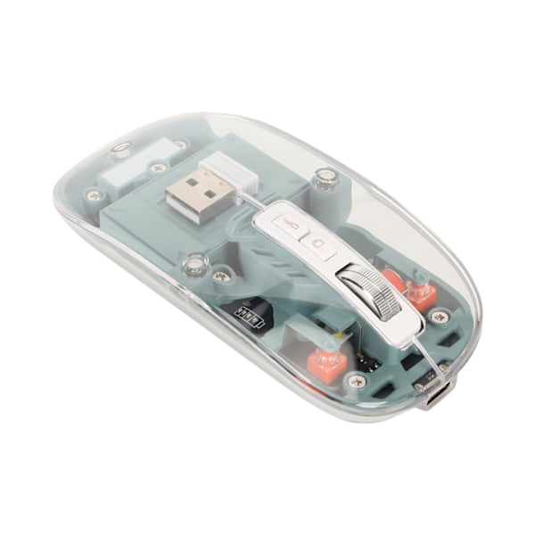 Trådlös Bluetooth-mus Transparent Clear Cool Shell Mute Click Färgglada Andningsljus Bärbar datormöss Grön