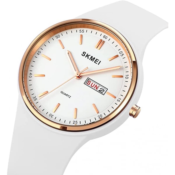 Dameur Dame Sports Silikonerem Stor Urkasse Stor Vandtæt Mode Casual Simpel Quartz Analog Dato Pige Gave