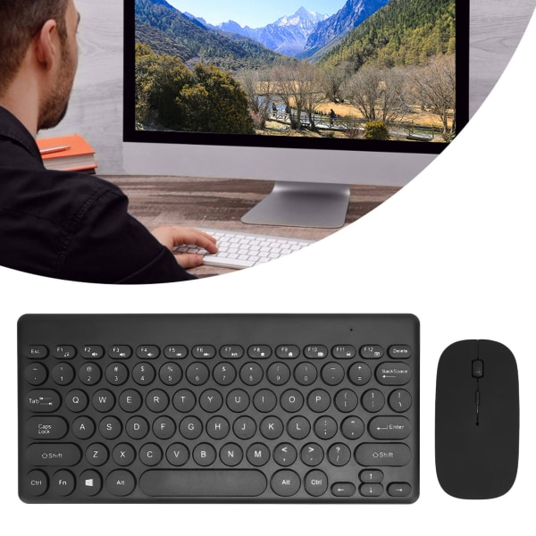 Tangentbord Set trådlöst 2.4G 78Keys Tangentbord 4Keys Musknappar Minidatortillbehör för OfficeBlack
