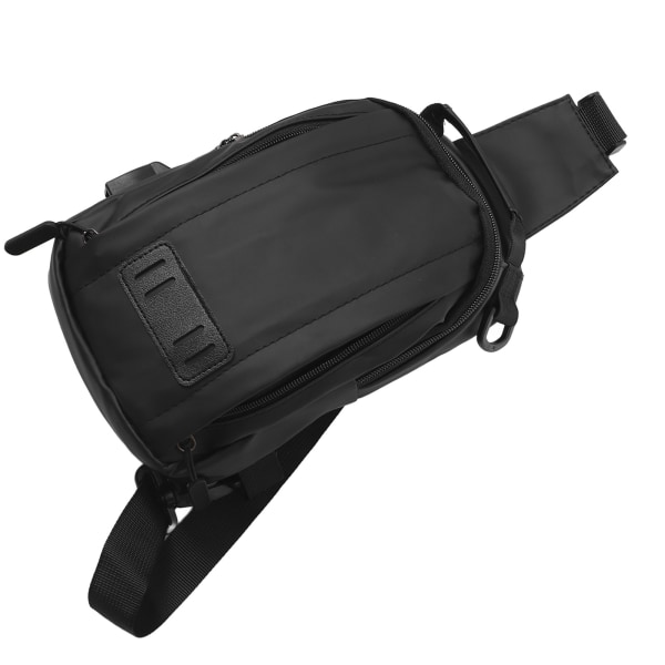 Man Hiking Sling Bag med laddningskabel Lätt USB-port Ren Färg Sling Bag för resor Utomhus Svart S